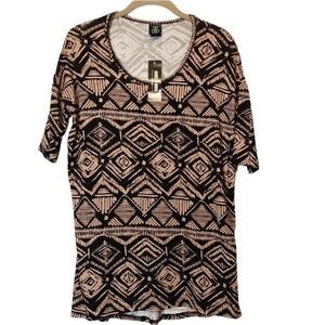 Agnes & Dora Black and Tan Pattern High Low Tunic